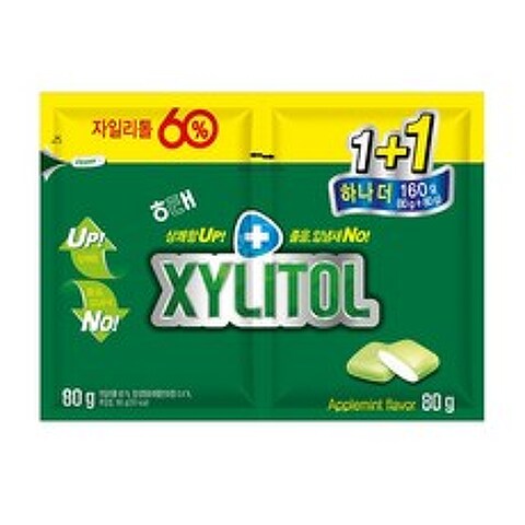 해태제과 자일리톨 애플민트 껌 리필 2팩, 160g, 1개
