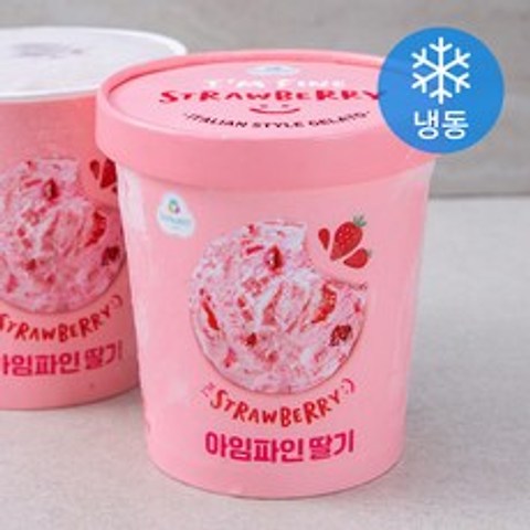 스노윗 아임파인 딸기 젤라또 파인트 냉동 아이스크림, 474ml, 1개