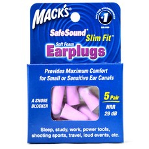 Macks 여성용 어린이용 수면귀마개 슬림핏 보라색 10p, 1개