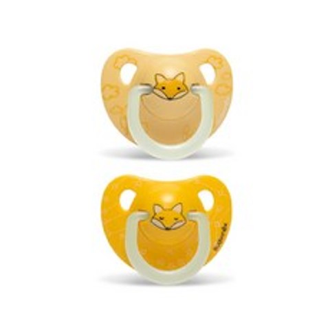 스와비넥스 꿀잠보장 야광 노리개 젖꼭지 실리콘 2p 세트, 2단계(6개월이상), 폭스
