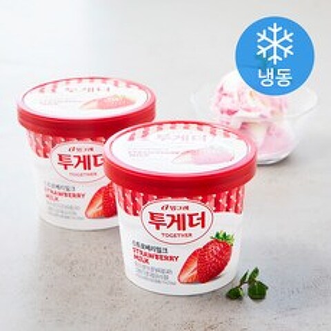 빙그레 투게더 스트로베리밀크 아이스크림 (냉동), 710ml, 2개