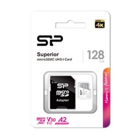 실리콘파워 micro SDXC Class10 Superior UHS-I 4K U3 A2 V30, 128GB