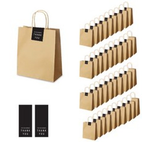 인디고 크라 쇼핑백 40p + 땡큐 직사각 라벨 40p 세트, 쇼핑백(단일색상), 라벨(블랙)