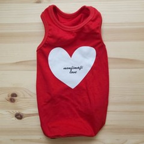 도그맘 Love 민소매 티셔츠, 레드