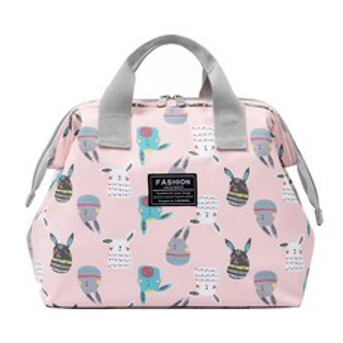알럽홈 패턴프린팅 휴대용 방수 숄더 이동가방, 핑크