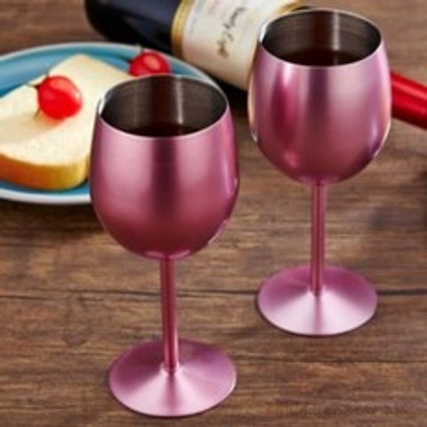 304 스테인레스 와인잔 유광 핑크, 330ml, 1개