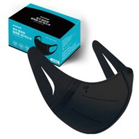 마스크프로 귀가 편안한 일회용 3D 마스크 새부리형 블랙 대형, 1개, 50개입