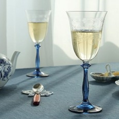 크리스탈렉스 안젤라 쯔비벨 화이트 와인잔 블루 S131, 250ml, 2개