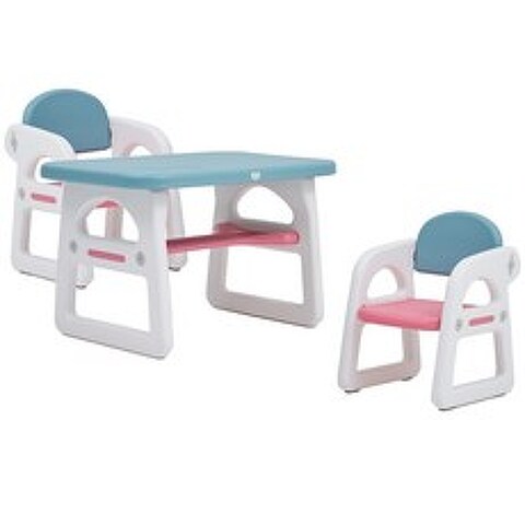 베네베네 헬로 베어 유아책상 + 의자 세트 2인용, 라이트그린