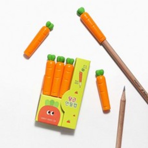 핑크풋 10 귀여운 당근모양 연필캡세트 연필심보호, 10당근연필캡세트 단품