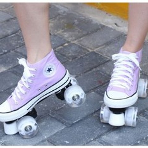 캔버스 롤러 스케이트 성인 학생 초보자용 플래시 휠, 라이트 퍼플 슈즈 플래싱 휠 + 스케이트 백