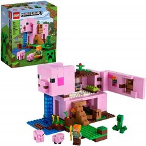 레고 지뢰크래프트 피그 하우스 21170 지뢰크래프트 장난감 알렉스 크리퍼 거대한 돼지처럼 생긴 집 새로운 2021년(490개):, 단일옵션
