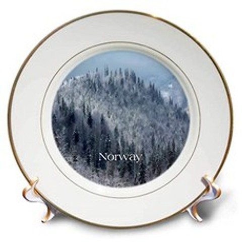 3D Rose Image of Trees On Snowy Norway Mountain Top Porcelain Plate 8