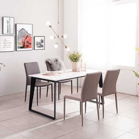 칸토 비앙코카라라 대리석 식탁 세트 1400, 1400식탁+의자4개(색상:판매자 문의하기 기재)