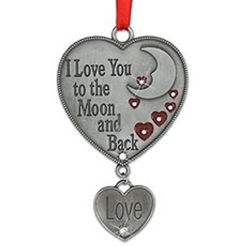 BANBERRY DESIGNS I Love You to The Moon and Back - Heart Ornament with Love Charm - Hanging Love Heart for Her, 본상품