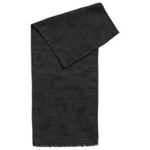 HUGO BOSS [HUGO BOSS] Wool-blend jacquard scarf with paisley pattern Casley 50377829 Black