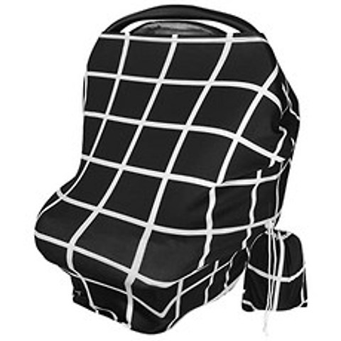 Baby Car Seat Cover Canopy - Black and White Checkerboard Square (Checkerboard Black&White Square), 본상품