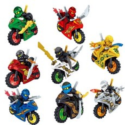 레고 닌자고 바이크 8종 캐릭터 피규어 세트 박스 포장, 닌자토네이도 오토바이8종