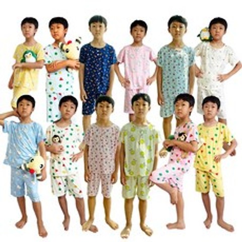 꿀잠보장 피치원단 17칼라 너무부드러운 아동잠옷 반팔반바지 잠옷 도형무늬 강아지무늬 캐릭터잠옷