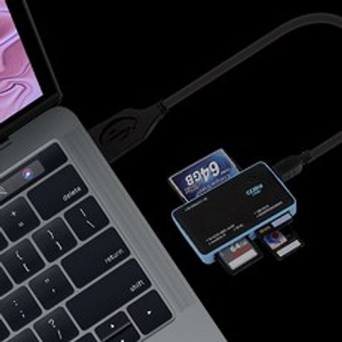 코시 USB 메모리 멀티 카드리더기 SD MiCROSD CF MS MS-M2 XD 호환 노트북 데스크탑 PC 추천, 블루, CR2019
