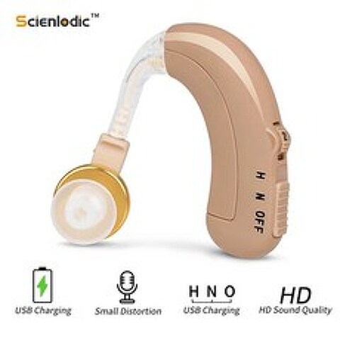 USB 충전식 귀 보청기 소리 음성 청력 노인 증폭기, 1개, 색상램덤발송