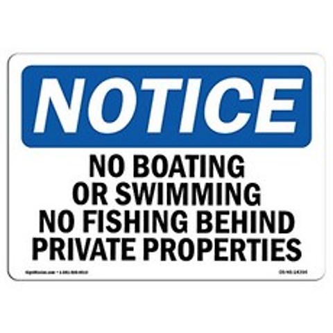 OSHA 통지 표시-보트 타기 또는 수영 금지 뒤에서 낚시 금지 | 알루미늄 사인 | 귀하의 비즈니스 작업, 단일옵션