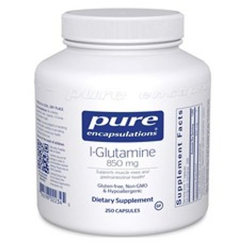 Pure Encapsulations 퓨어인캡슐레이션 L-글루타민 850mg 250식물성캡슐 (글루텐프리 NON-GMO) l-Glutamine, 250캡슐, 1개