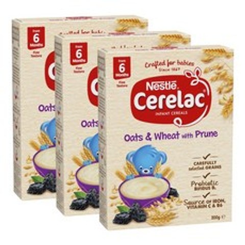 Cerelac 세레락 오트밀 위트 푸룬 유아이유식 6개월부터 200gx3개 Infant Cereal Oat Prune, 1개