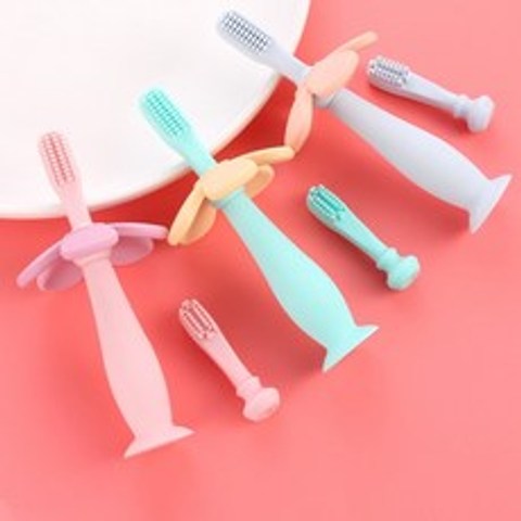 아기 부드러운 실리콘 꽃 훈련 칫솔 유아 어린이 치과 구강 케어 치아 브러쉬 도구 키즈 소년 소녀 Teething Teether|Toothbrushes|, 1개, Style A Pink, 단일