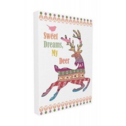 Stupell Sweet Dreams My Deer Boho 그래픽 캔버스 아트의 키즈 룸 16 x 1.5 x 20 Proudly Made in USA, 단일옵션