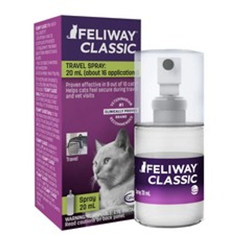 #1 수의사 권장 Animal Health Feliway Cat Calming Pheromone Spray 고양이 진정 안정 페로몬 스프레이 소음에 대한 불안감 감소, 20 ml