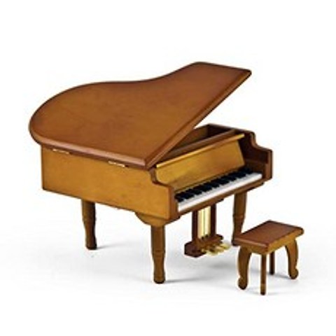 MusicBoxAttic Incredible Wood Tone Miniature Replica of A Baby Grand Piano wit (301. Pearly Shells), 301. Pearly Shells