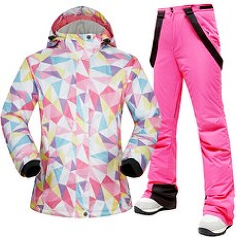 스키세트 커플룩 스케이트복 남녀 싱글널판지 스키장비 풀세트 면패딩 보온 방수 바람막이 스키복 세트, C18-핑크화이트+핑크-IA