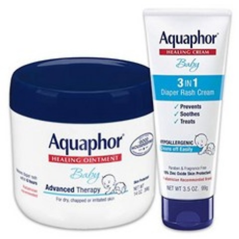 Aquaphor 베이비 스킨 케어 세트-무향 기저귀 발진 방지 진정 및 대우-4 온스 포함. 고급 치유 연고 병, 1