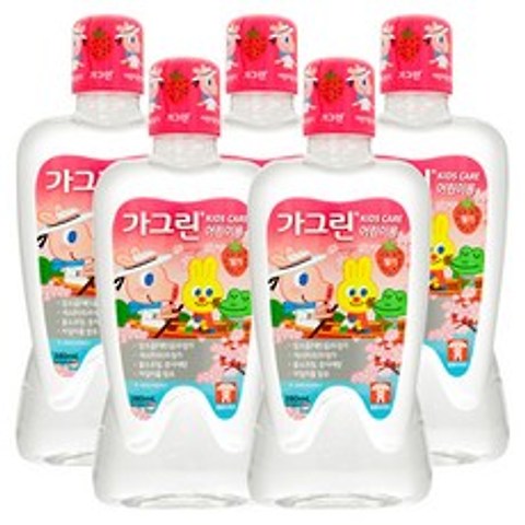 가그린 어린이가그린 딸기맛 구강청결제, 5개, 380ml