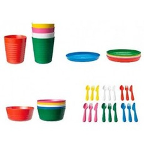 IKEA NEW KALAS 어린이 식기 풀세트 ~ 접시 그릇 컵 칼 36 피스