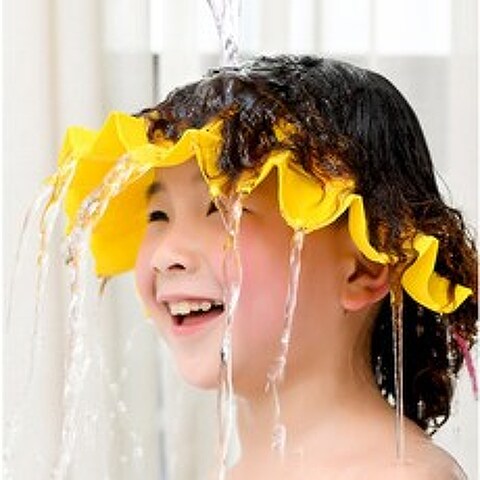 순수아 아기 샴푸캡 아기머리감기기 유아 샤워캡 해어캡 사이즈 끈조절 벨트형, 로얄샴푸캡-옐로우(소형-34cm)