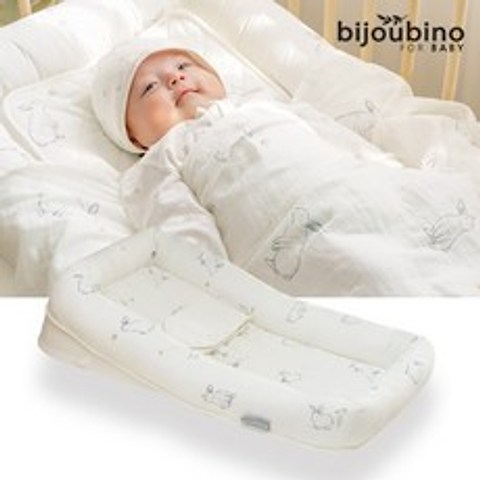 비주비노 높이조절 역류방지 신생아 아기침대+방수패드세트, 버니+방수패드