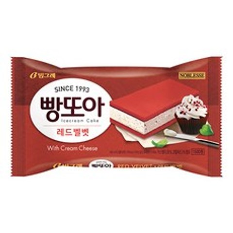 빙그레 빵또아 레드벨벳 24개 (1박스) 부드러운 아이스크림, 1박스, 180ml