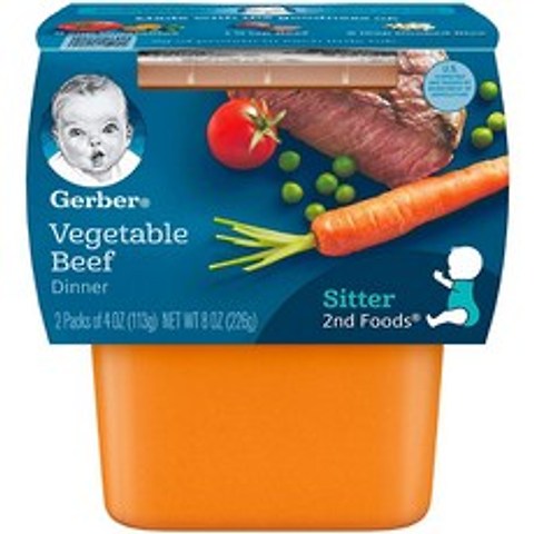 거버 2단계 이유식 야채 소고기 Gerber 2nd Foods Vegetable Beef 113g 8개입