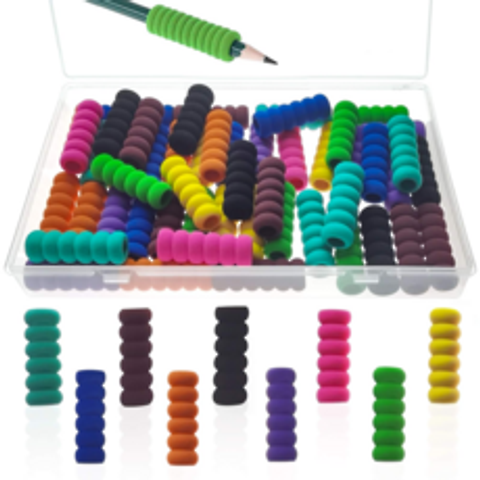 moyancp 72 개의 미끄럼 방지 연필 필기 도구 폼 펜 홀더 만년필 만년필 크레용 및 필기 도구에 적합 상자 포함 (9 색), 72개