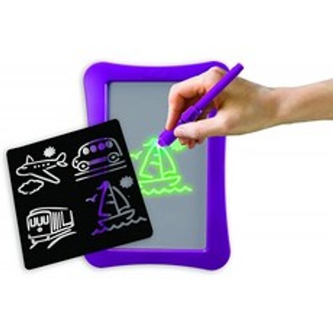 Light Up Black Light Pen과 Dry Erase 마커(Purple)가 있는 Dry Erase Board와 Dark Drawing Pad에서 2 in 1 Glow:, 단일옵션