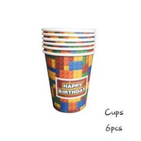새로운 레고 파티 일회용 식기 세트 아이 소년 생일 파티 장식 종이 접시/컵/빨대/식탁보 베이비 샤워 Suppli, 옵션선택개, (1052)D058-9개
