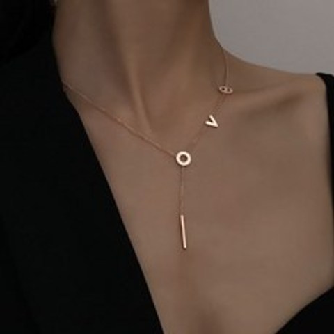 [BEST] 이니셜 L.O.V.E 목걸이_Initial L.O.V.E necklace 18K plating_로즈골드컬러