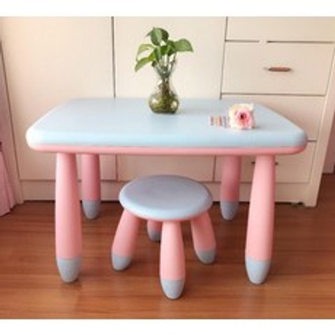 유아용 테이블 책상 의자 세트 테이블 스툴 어린이 공부책상 A255, 블루 핑크