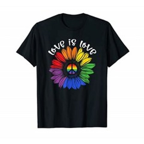 사랑은 사랑입니다 무지개 해바라기 LGBT 게이 레즈비언 프라이드 티셔츠, 단일옵션