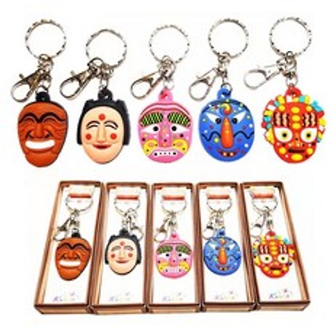 라베끄 한국기념품 전통탈 열쇠고리 (5개) 외국인선물 추천 관광기념품 전통공예품 바이어선물 Korean souvenirs