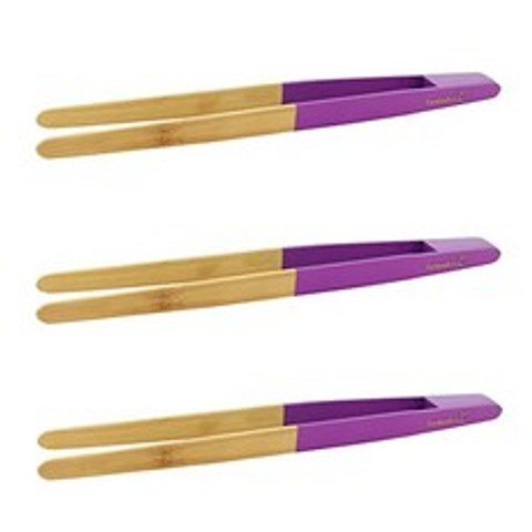 10 Reusable BambooA Toast Tongs - Purple - 30 Pieces (30 10