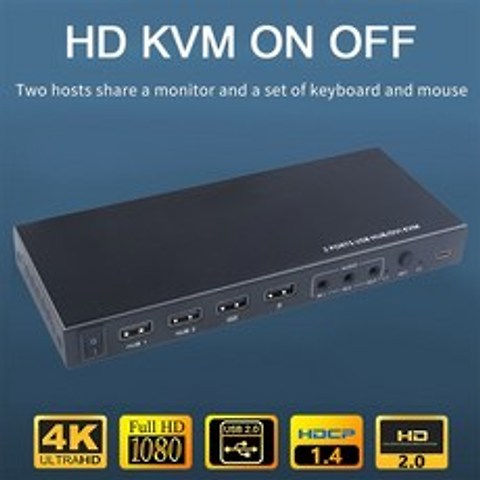 Interruptor DVI KVM de 2 puertos con Audio compatible con DVI-D de Resolución de 4K60HZ Dvi Kvmi int, CN