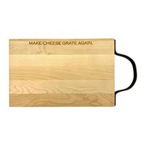 Killington Maple Serving Board w Leather Handle 14x9 - Make Cheese Grate (Make Cheese Grate Again), Make Cheese Grate Again